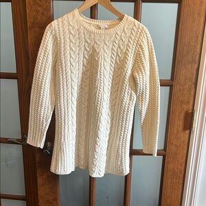 J. Jill Cream Crew Neck Cable Knit Sweater